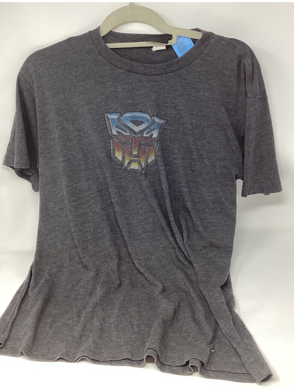 Transformers Autobot Logo Graphic Tee Mens L Distressed Charcoal Gray T-Shirt